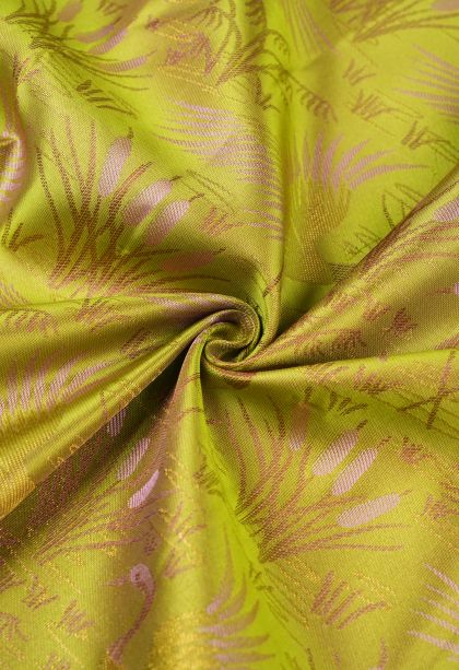 Lime Green Kanchipuram Silk Sarees with Gold Zari Floral Patterns