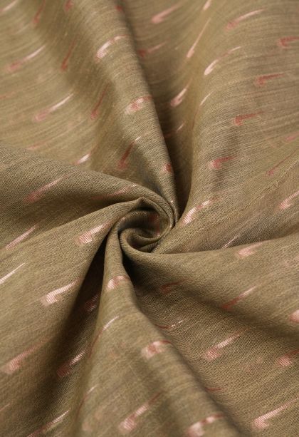 Fawn Yellow Tussar Saree with Copper Zari Stripes