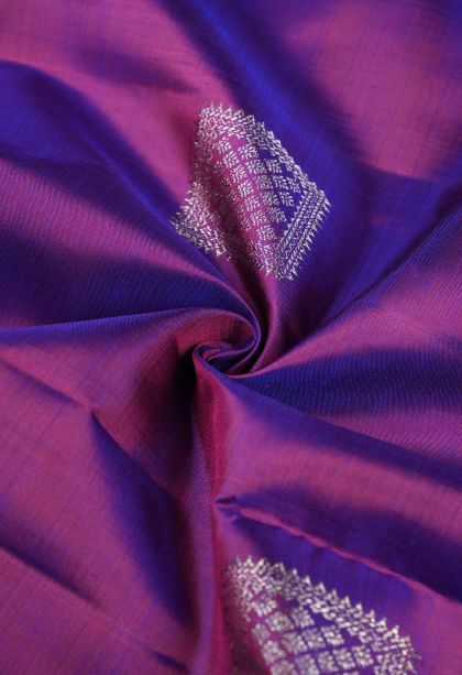 Bubble Purple Kanchipuram Silk Sarees with Silver Zari Buttis (small Dots Or Motifs)