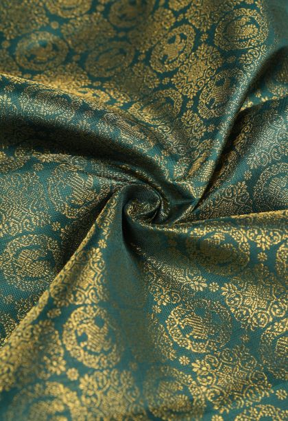 Bottle Green Kanchipuram Silk Sarees with Gold Zari Floral Patterns