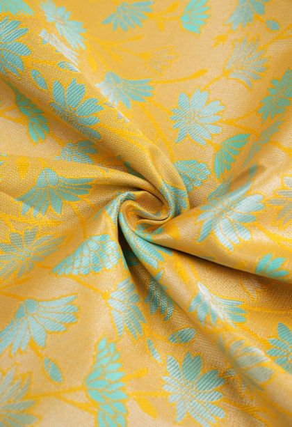 Lemon Yellow Visiri Madippu Silk Sarees with Silver Zari Buttis (small Dots Or Motifs)