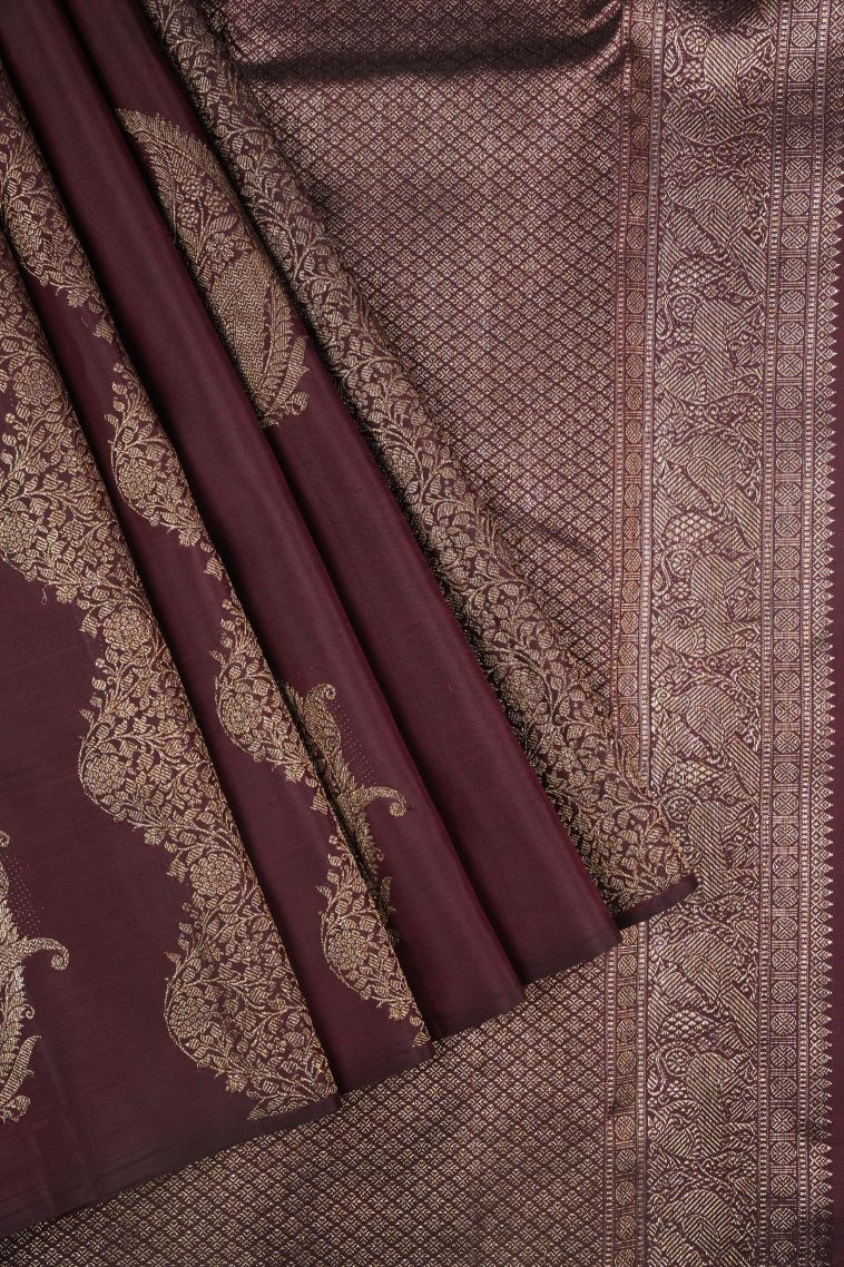 Imperial Red Kanchipuram Silk Sarees with Gold Zari Buttis (small Dots Or Motifs) view 1