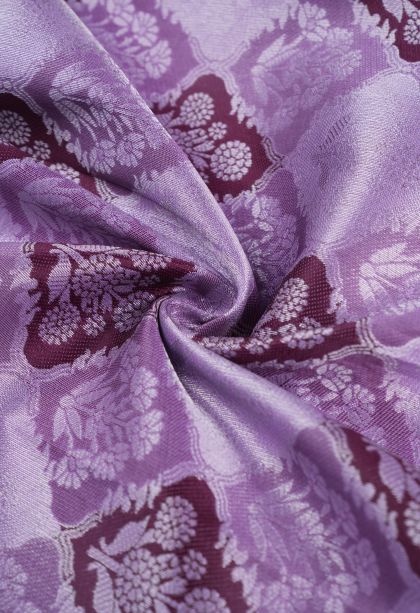 Lavender Purple Visiri Madippu Silk Sarees with Silver Zari Floral Patterns