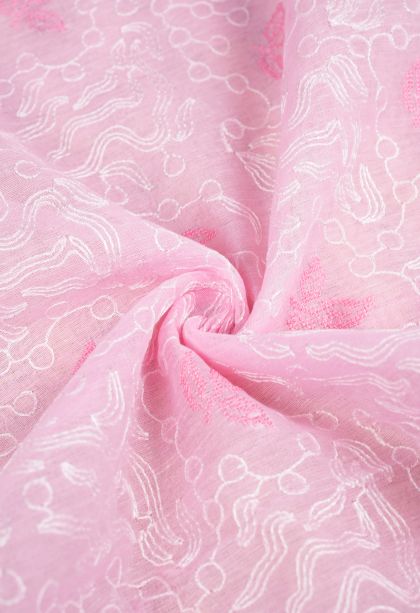 Blush Pink Organza Saree with Without Zari Zari Floral Patterns