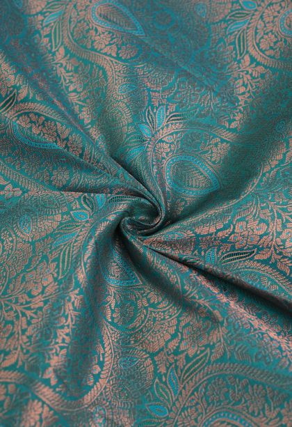 Cerulean Blue Visiri Madippu Silk Sarees with Copper Zari Floral Patterns