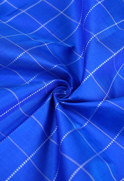 Cobalt Blue Kanchipuram Silk Sarees with Without Zari Zari Checks