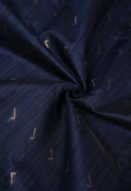 Berry Blue Jute Sarees with Copper Zari Buttis (small Dots Or Motifs)