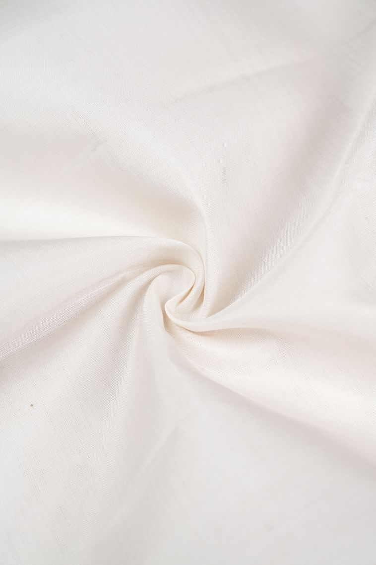 Powder White Kanchipuram Silk Sarees with Without Zari Zari Plain view 4