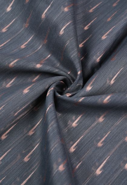 Gray Black Tussar Saree with Copper Zari Stripes
