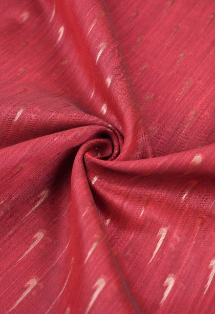 Dawn Red Tussar Saree with Copper Zari Stripes
