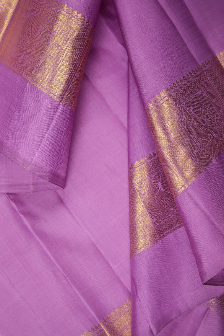Gold Kanchipuram Silk Sarees with Gold Zari Checks view 3