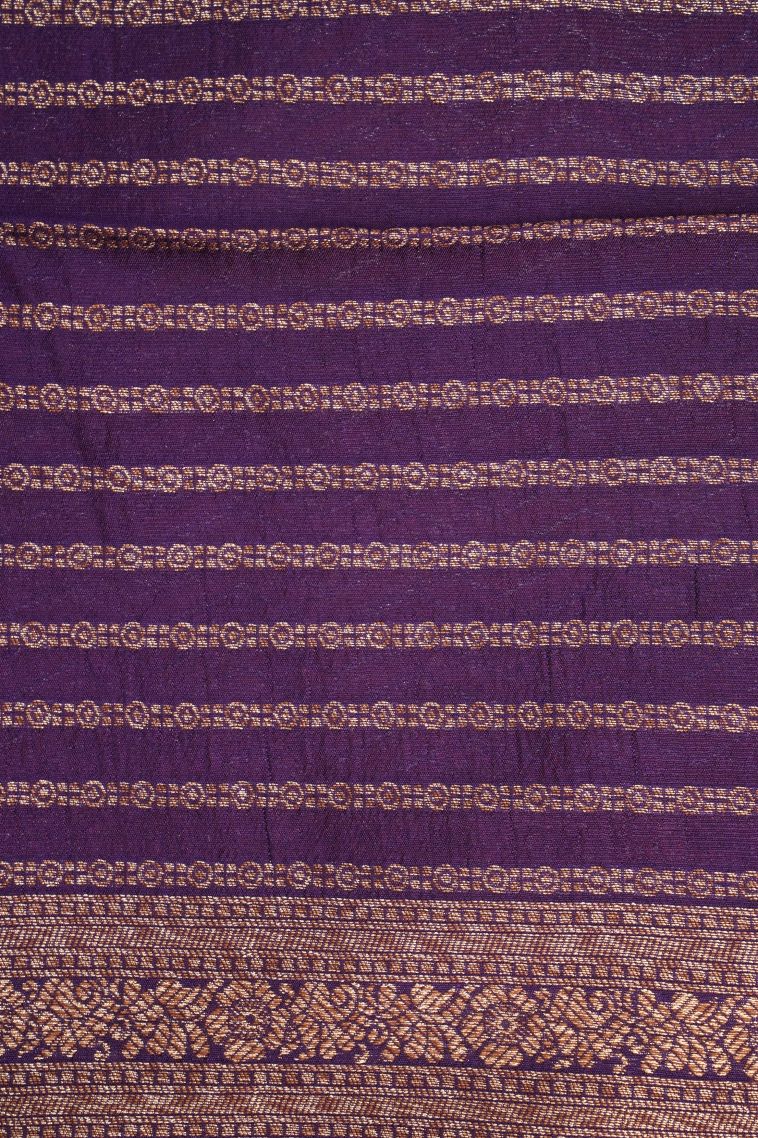 Tiger Orange Banaras Sarees with Copper Zari Buttis (small Dots Or Motifs) view 3