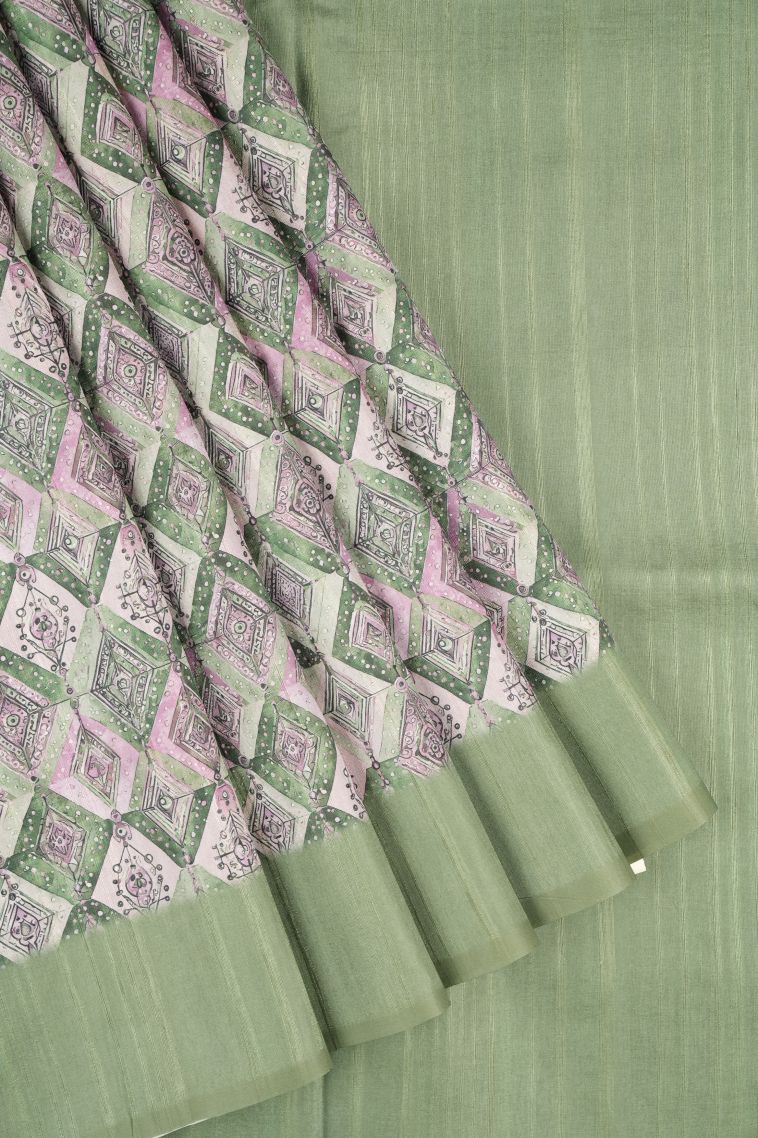 Emerald Green Tussar Saree with Without Zari Zari Floral Patterns view 1