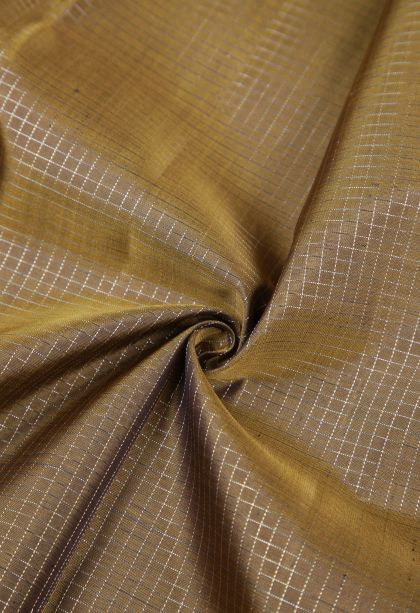 Olive Green Kanchipuram Silk Sarees with Gold Zari Checks