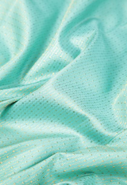 Arctic Blue Kanchipuram Silk Sarees with Gold Zari Stripes