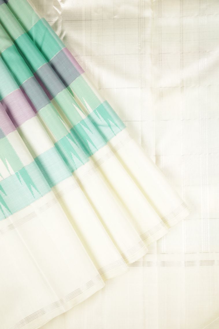 Arctic Blue Kanchipuram Silk Sarees with Without Zari Zari Checks view 1