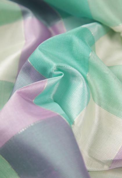 Arctic Blue Kanchipuram Silk Sarees with Without Zari Zari Checks