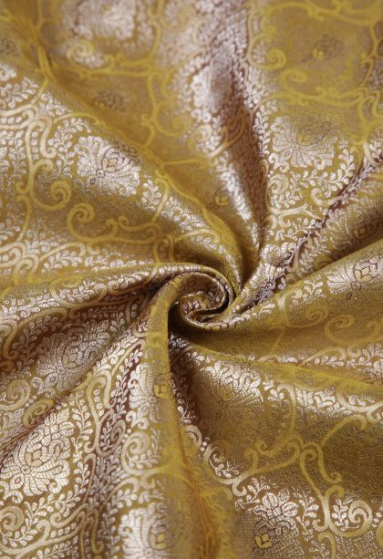 Olive Green Kanchipuram Silk Sarees with Copper Zari Floral Patterns