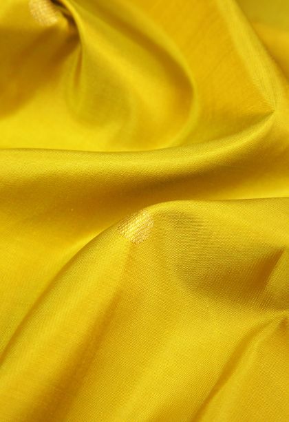 Latte Yellow Kanchipuram Silk Sarees with Gold Zari Buttis (small Dots Or Motifs)