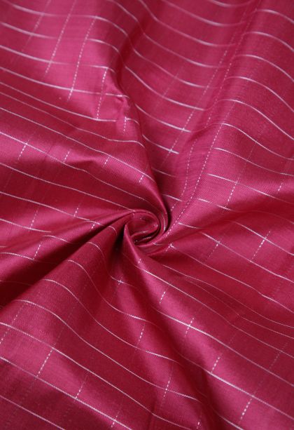 Magenta  Pink Kanchipuram Silk Sarees with Gold And Silver Zari Checks