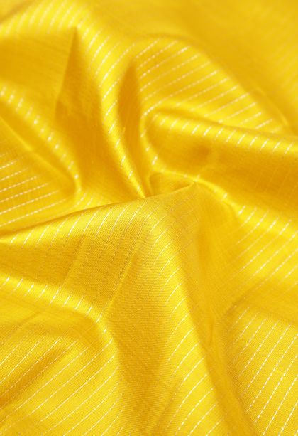 Lemon Yellow Kanchipuram Silk Sarees with Gold Zari Stripes