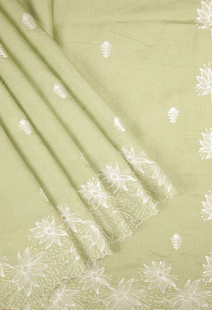 Pistachio Green Tussar Saree with Without Zari Zari Buttis (small Dots Or Motifs)