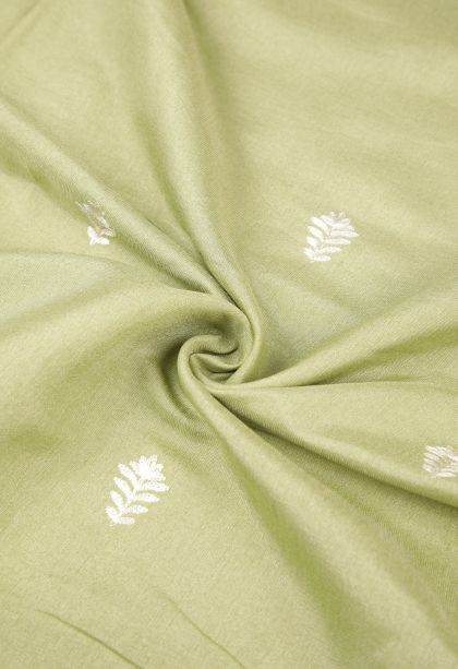 Pistachio Green Tussar Saree with Without Zari Zari Buttis (small Dots Or Motifs)