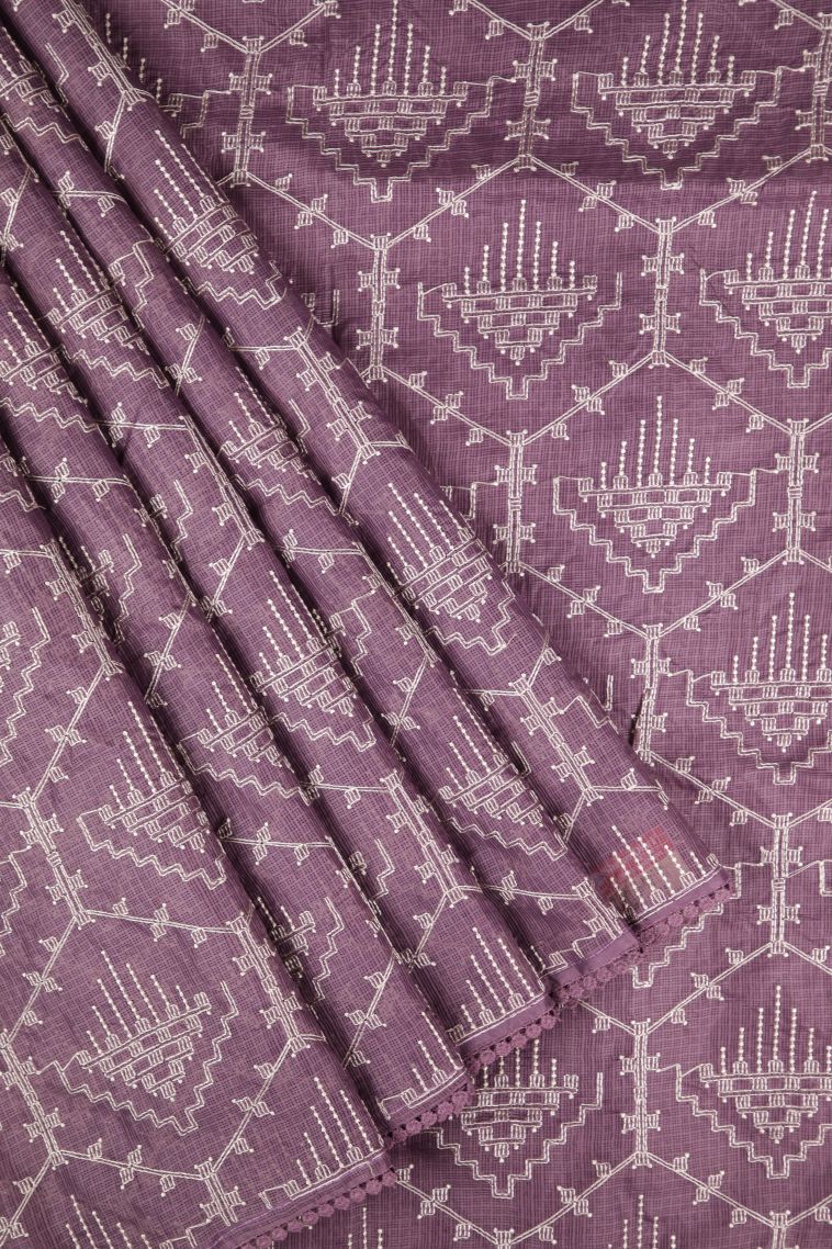 Mauve Purple Organza Saree with Without Zari Zari Floral Patterns view 1