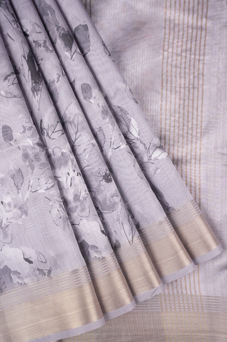 Iris Purple Tussar Saree with Without Zari Zari Floral Patterns view 1