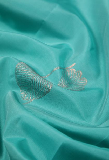 Arctic Blue Soft Silk Saree with Copper Zari Buttis (small Dots Or Motifs)