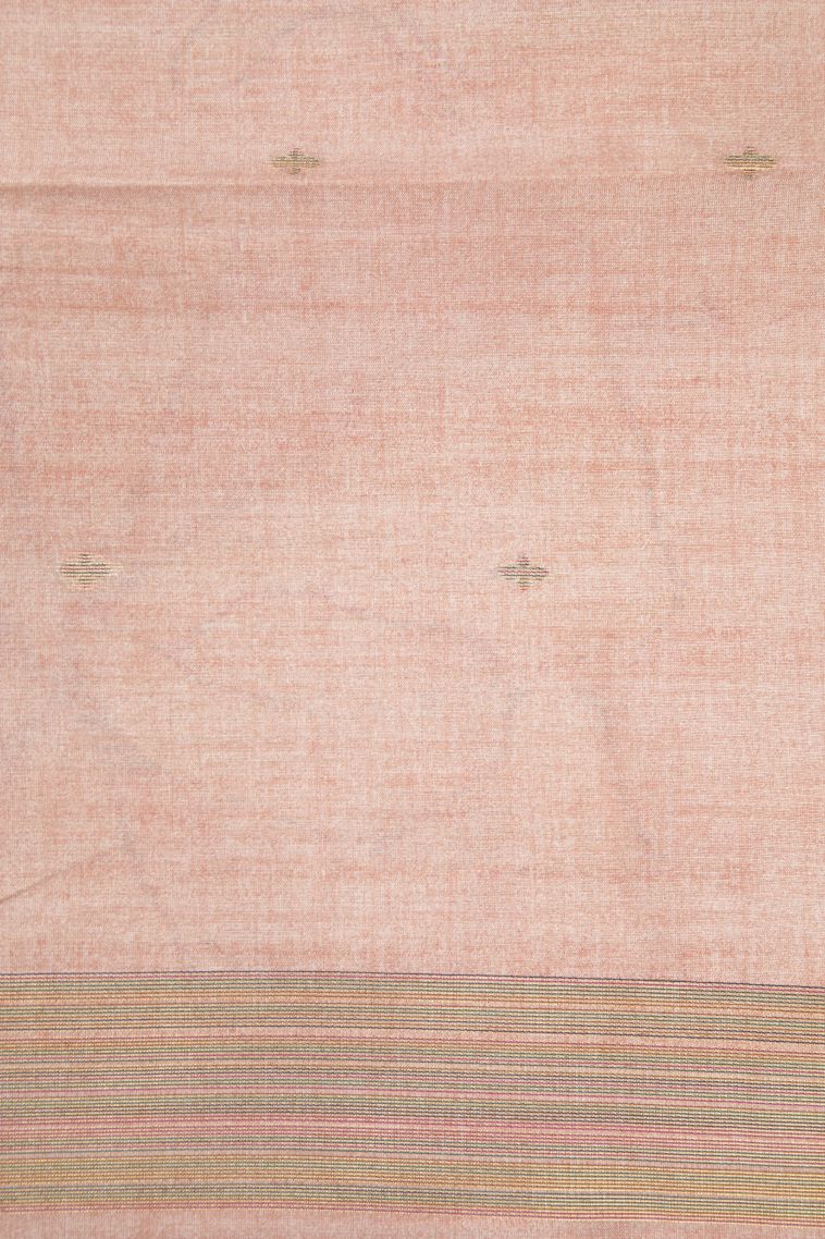 Peach Pink Tussar Saree with Without Zari Zari Floral Patterns view 3