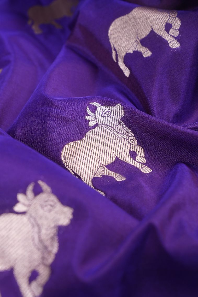 Viola Purple Banaras Sarees with Gold Zari Buttis (small Dots Or Motifs) view 4