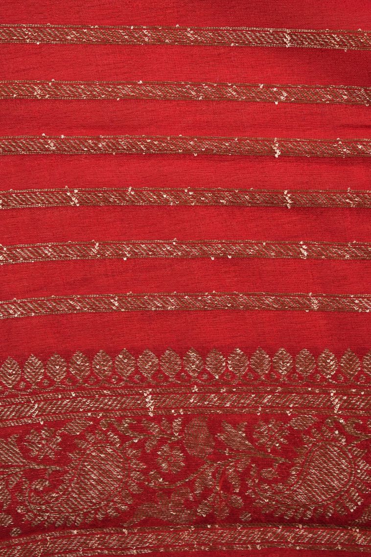 Basil Green Banaras Sarees with Gold Zari Floral Patterns view 3
