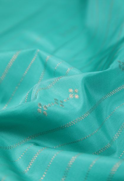 Sapphire Blue Soft Silk Saree with Copper Zari Stripes