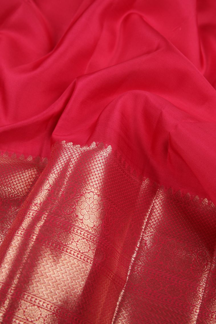 Porcelain White Kanchipuram Silk Sarees with Gold Zari Floral Patterns view 3