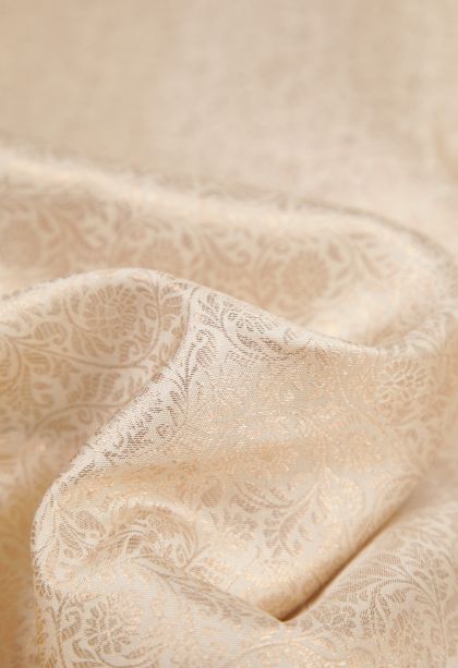 Porcelain White Kanchipuram Silk Sarees with Gold Zari Floral Patterns