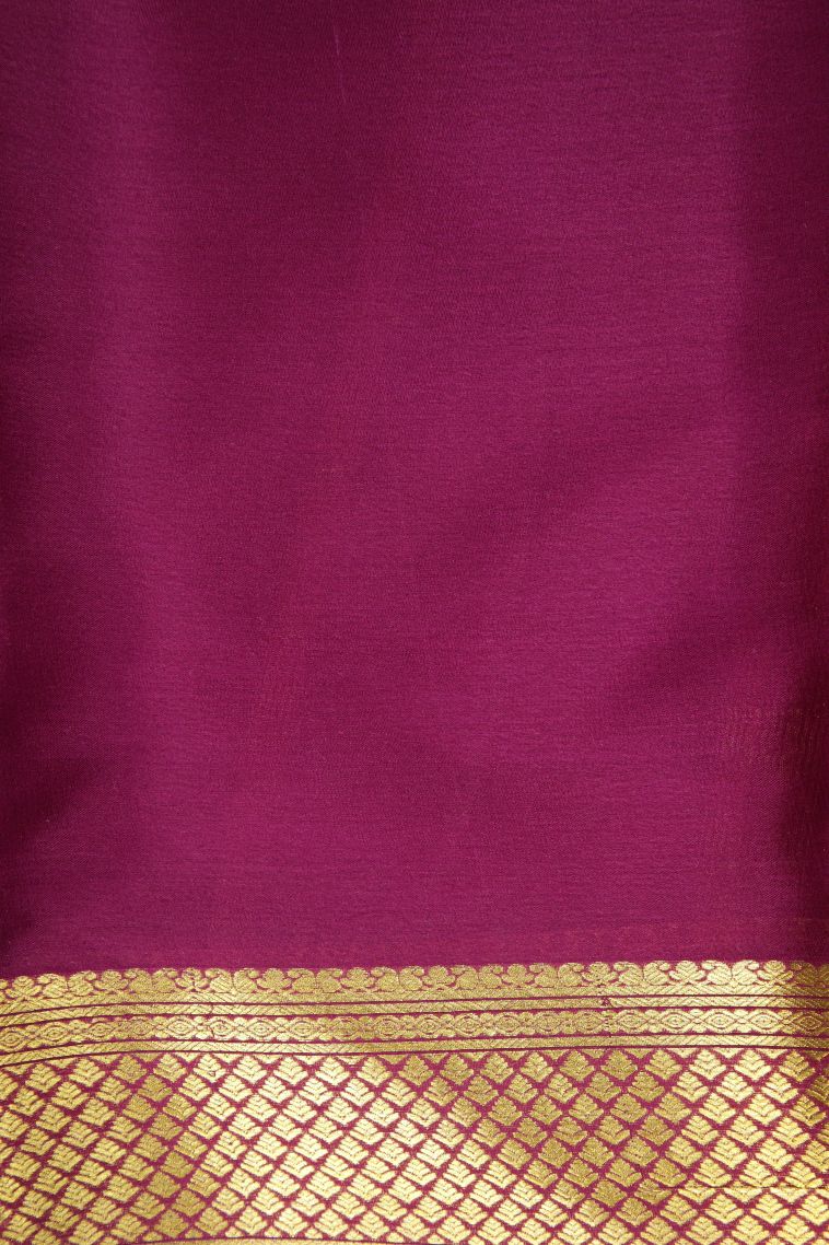 Arctic Blue Mysore Silk with Without Zari Zari Plain view 3