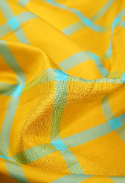 Lemon Yellow Kanchipuram Silk Sarees with Without Zari Zari Checks