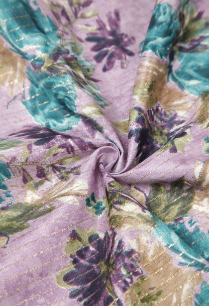 Periwinkle Purple Tussar Saree with Without Zari Zari Floral Patterns