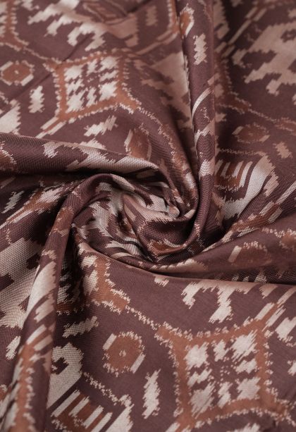 Caramel Brown Ikkat Silk with Without Zari Zari Geometric Shapes