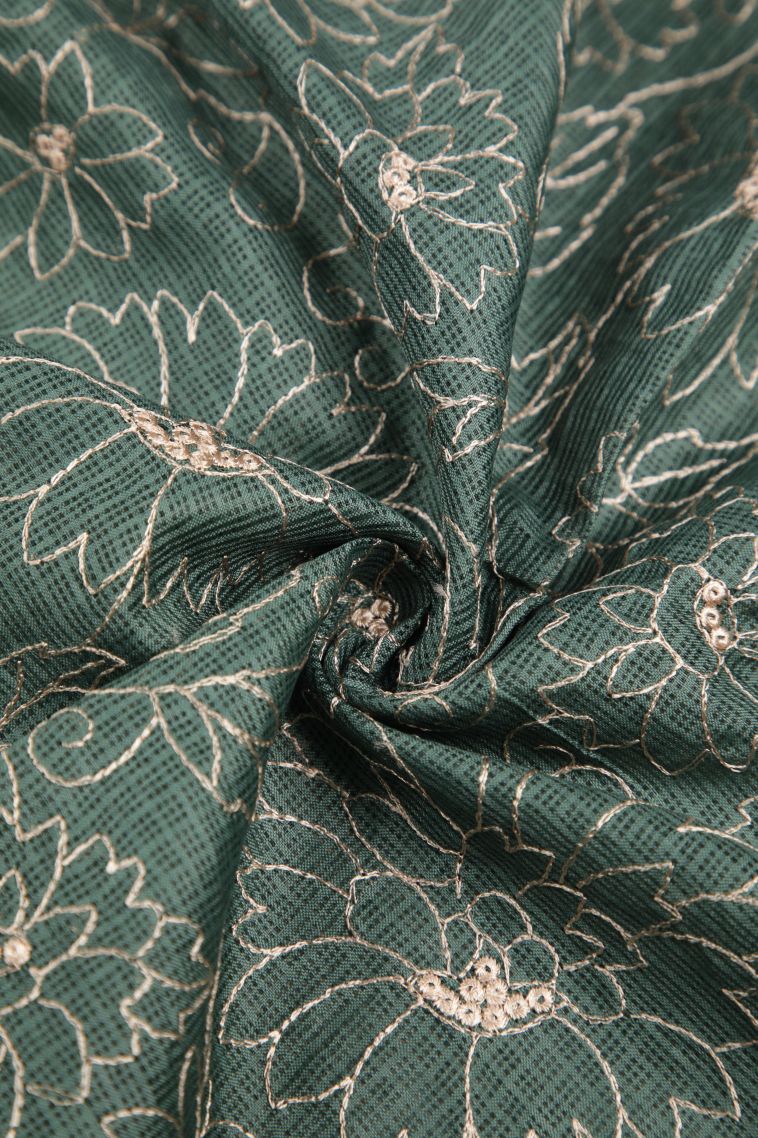 Teal Blue Organza Saree with Without Zari Zari Floral Patterns view 4