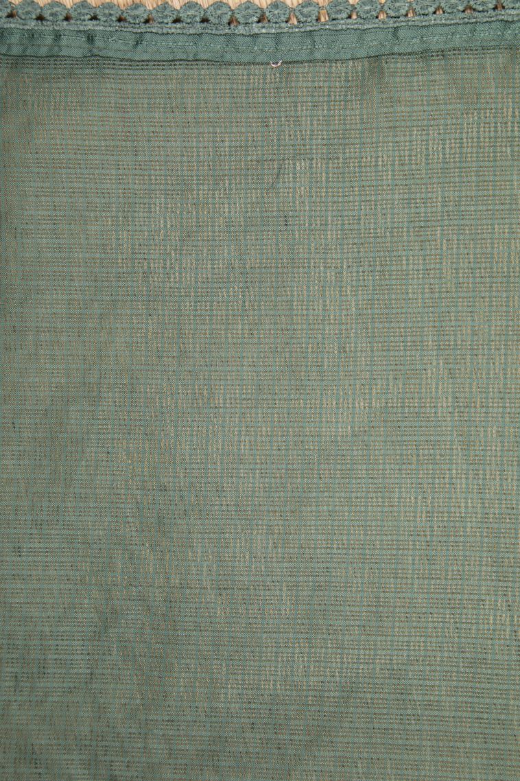 Teal Blue Organza Saree with Without Zari Zari Floral Patterns view 3