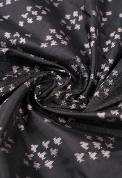 Asphalt Black Ikkat Silk with Without Zari Zari Buttis (small Dots Or Motifs)