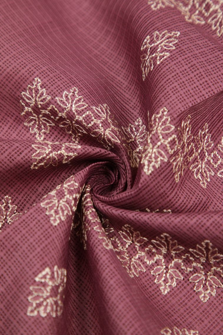 Rosewood Pink Organza Saree with Without Zari Zari Floral Patterns view 4
