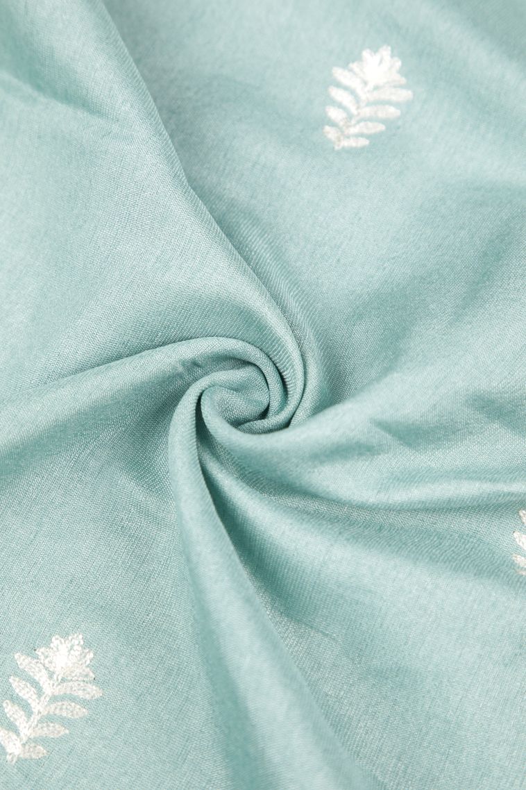 Arctic Blue Tussar Saree with Without Zari Zari Buttis (small Dots Or Motifs) view 4