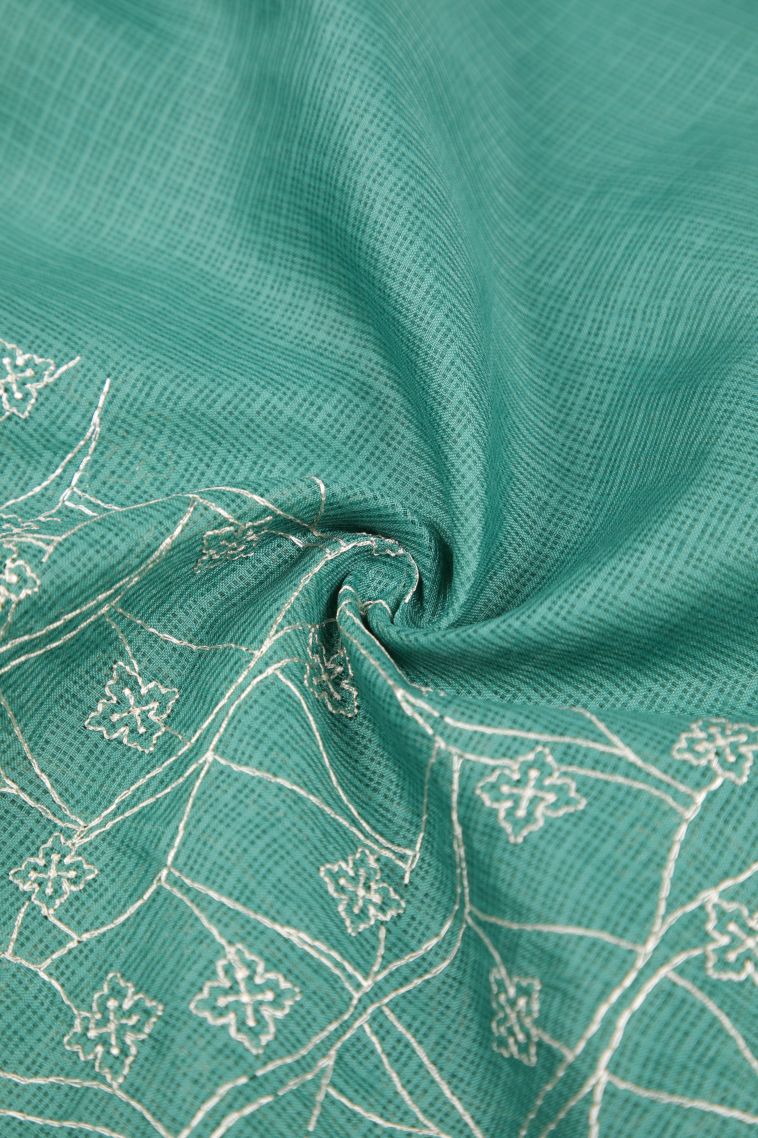 Sapphire Blue Organza Saree with Without Zari Zari Floral Patterns view 4