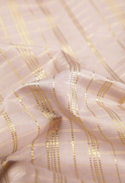 Salmon Pink Kanchipuram Silk Sarees with Gold Zari Checks