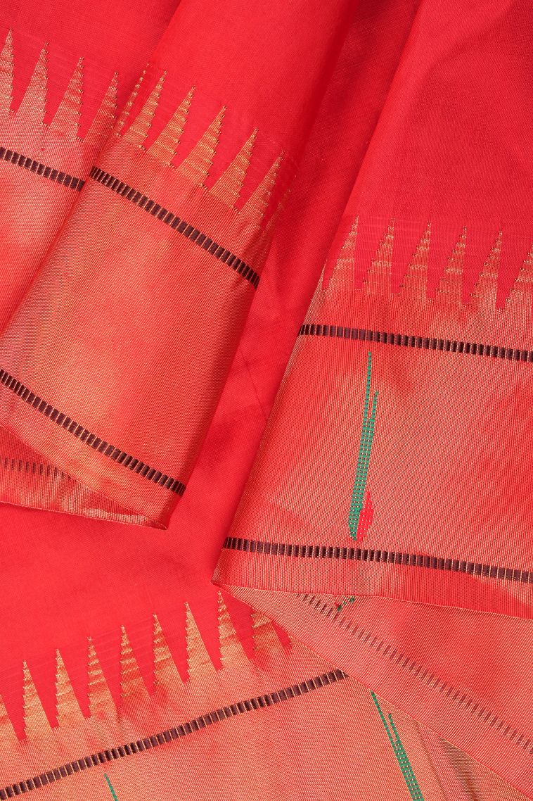 Azure Blue Kanchipuram Silk Sarees with Gold Zari Buttis (small Dots Or Motifs) view 3