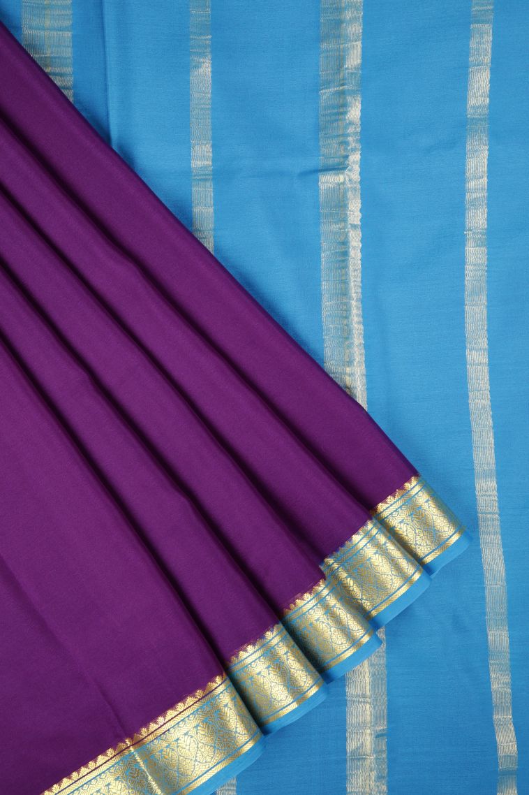 Viola Purple Mysore Silk with Without Zari Zari Plain view 1