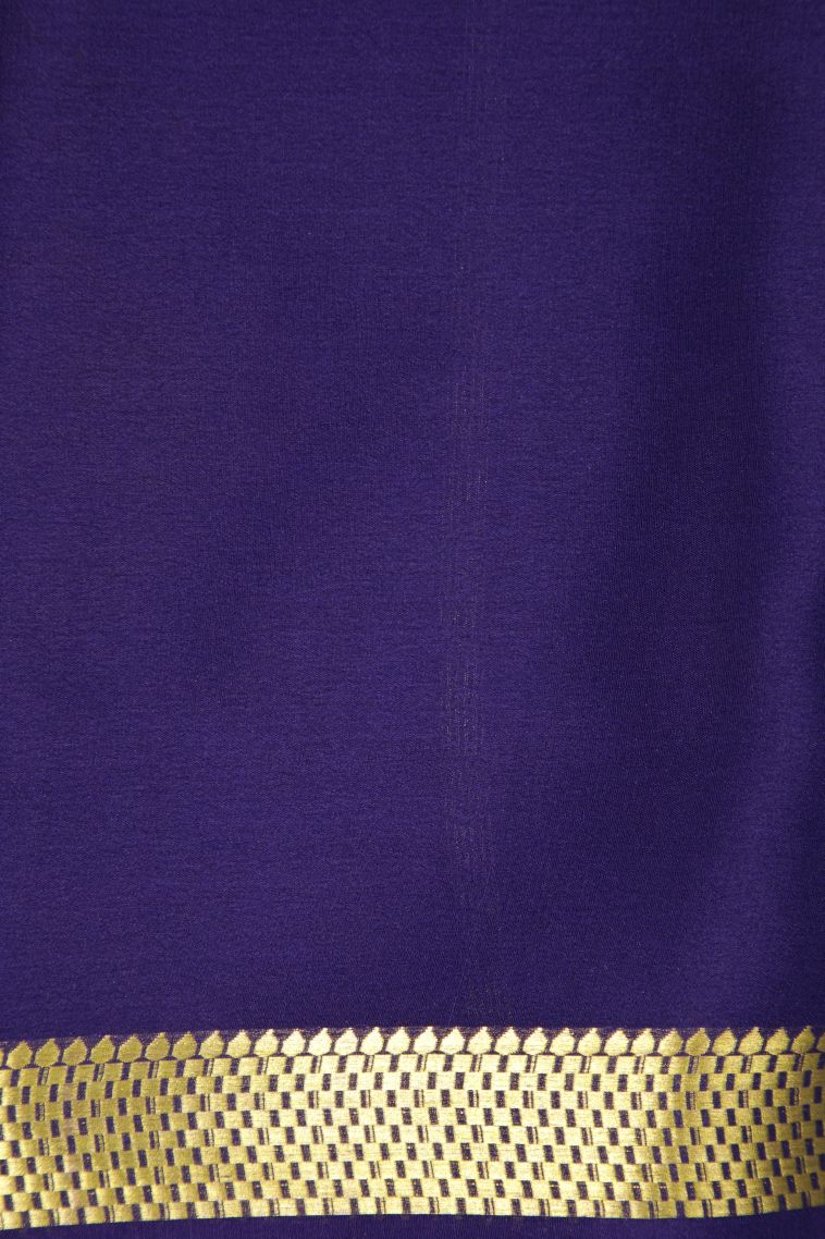 Sky Blue Mysore Silk with Without Zari Zari Plain view 3